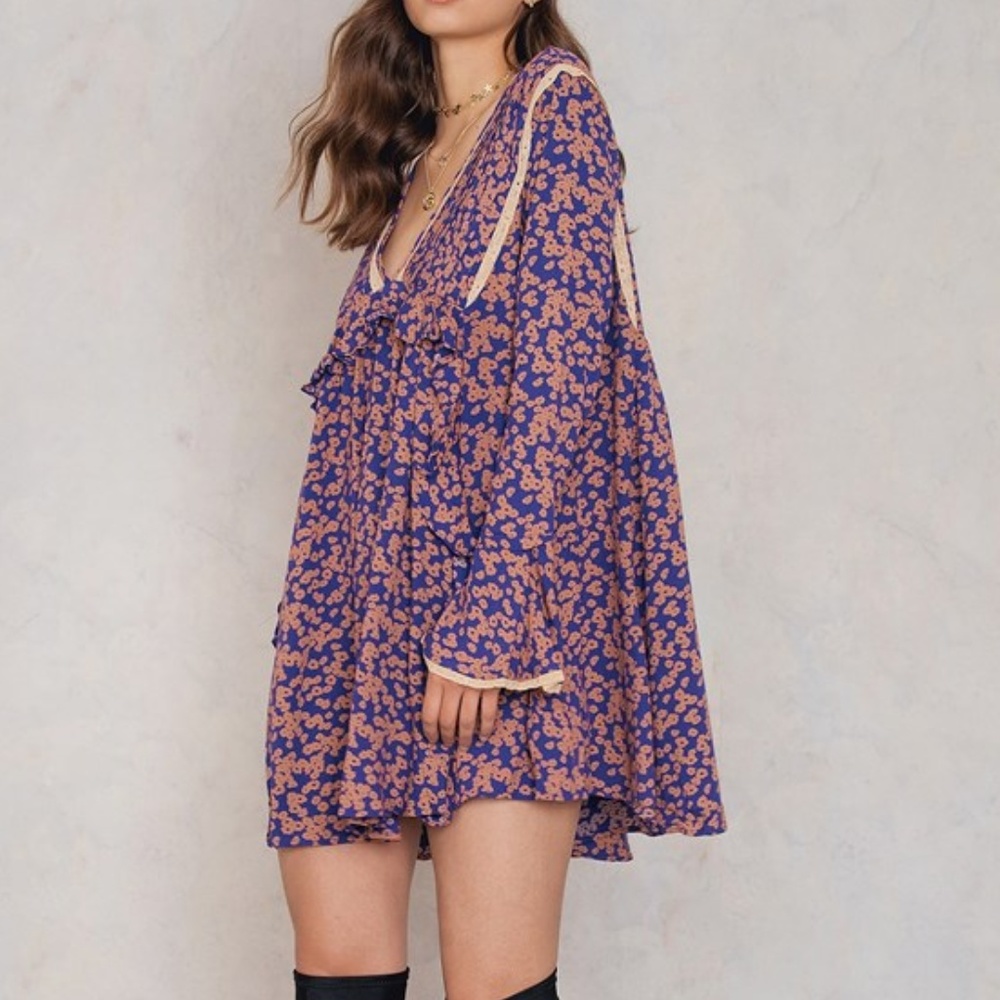 Free People Ruffled Peasant Mini Dress
